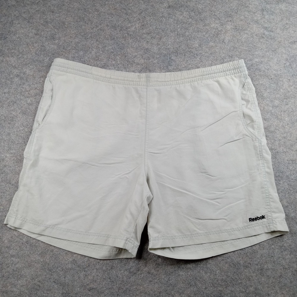 Reebok Shorts Mens 2XL Gray Ripstop Nylon Swim Trunks Quick Dry Elastic Waist